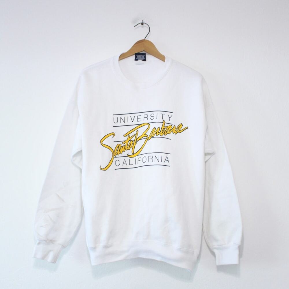 Vintage 80s UCSB UC Santa Barbara White University Sweatshirt XL